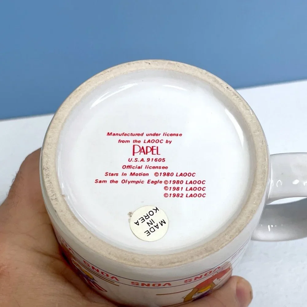 Sam the Olympic Eagle 1984 Los Angeles Olympic Games Ceramic Coffee Mug &‎ Plate